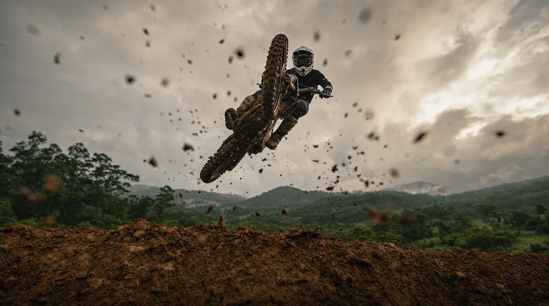 Piloto no ápice de um salto
